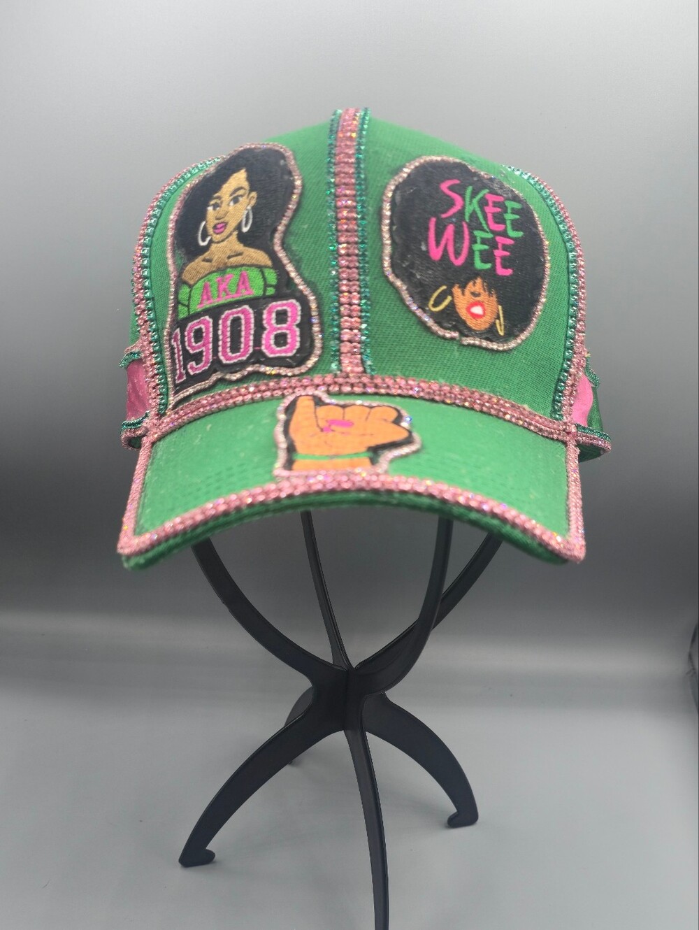AKA Green and Pink BLING Cap
